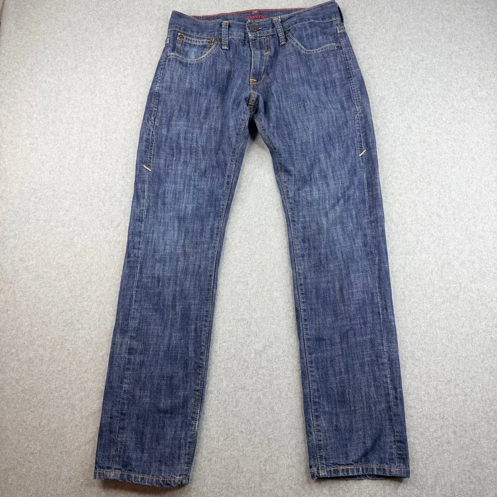 Levis 599 Red Skinny Straight Jeans Mens W30 L30 Medium Wash Blue Denim Low Rise